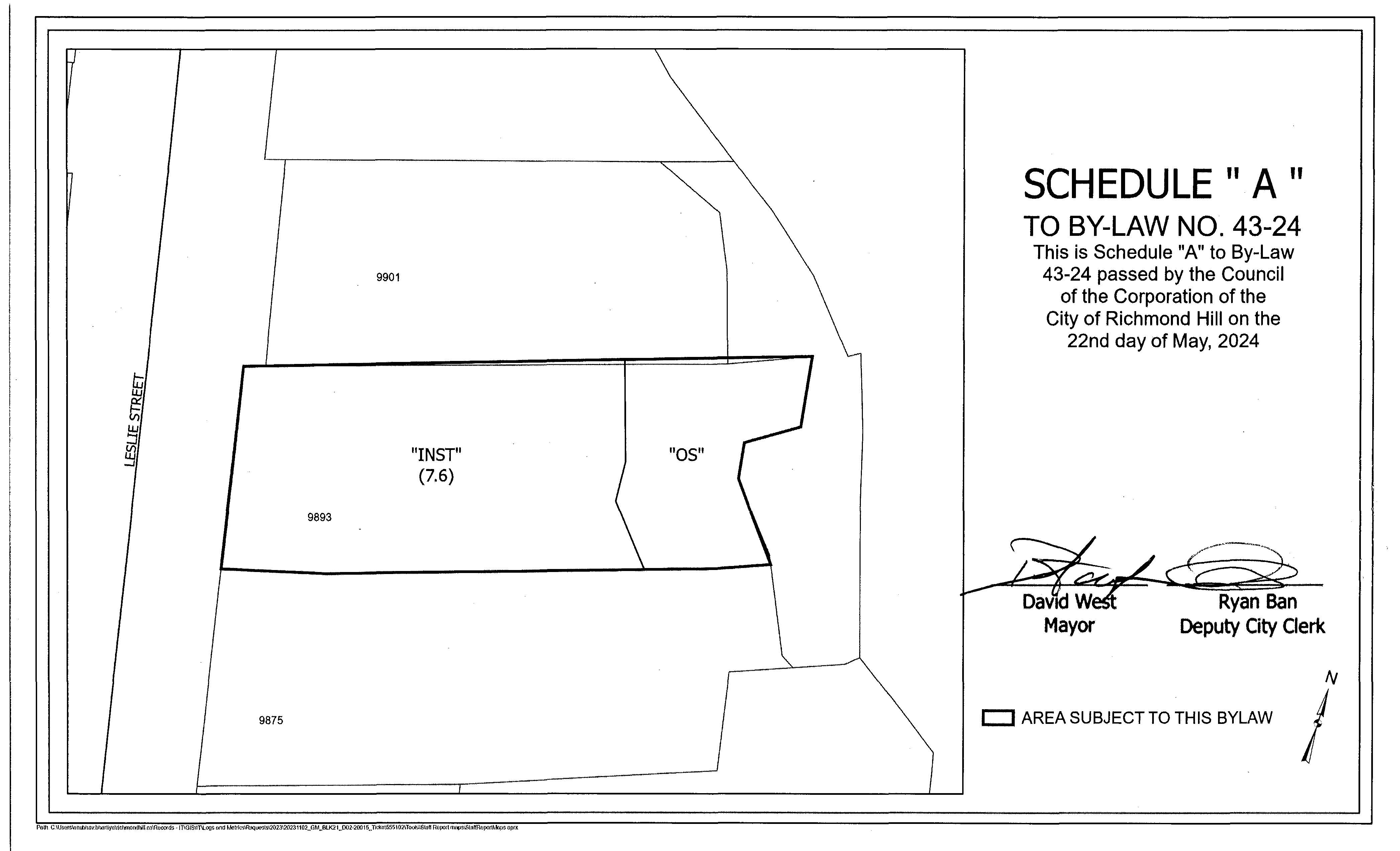 Schedule A to Bylaw 43-24