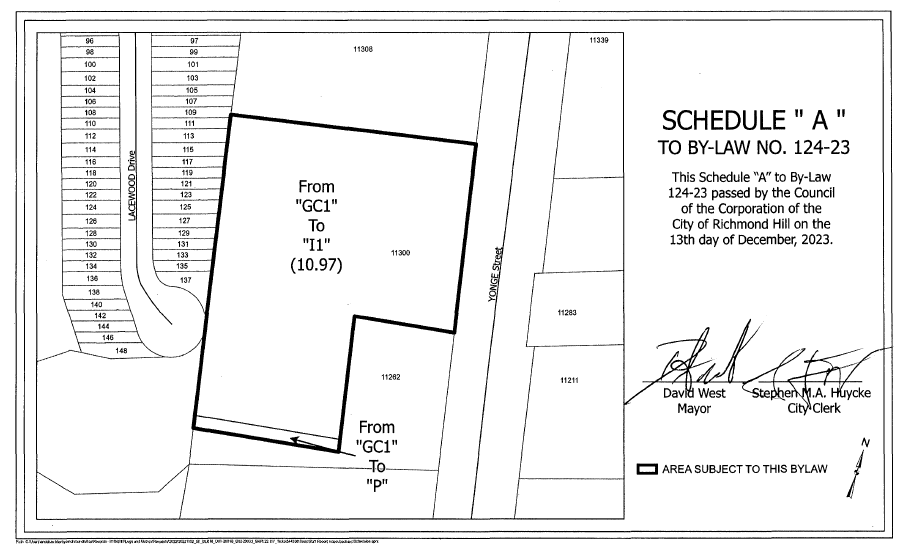 map of 11300 Yonge St - schedule A